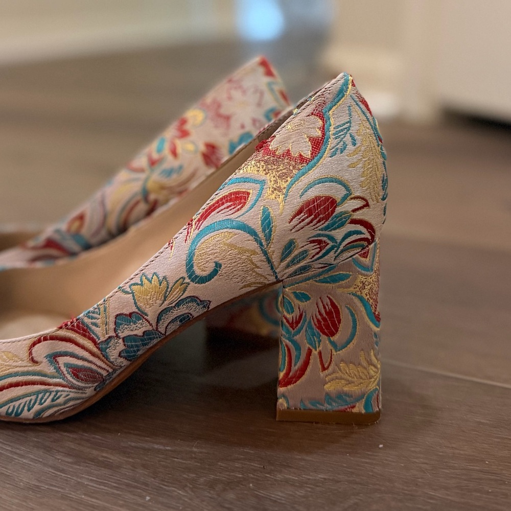 Marc Fisher Floral Block Heel Pumps